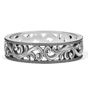 Brighton Alana Scroll Hinged Silver-Plated Bangle Bracelet New